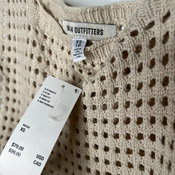 Urban Outfitters Beige Open Knit Midi Cover Up Dress Size XS - Picture 4 of 8